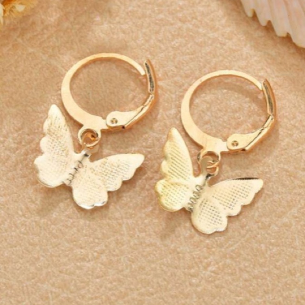Gold Huggie Butterfly Earrings